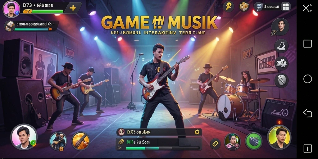 Tampilan gameplay D73 yang seru dan interaktif dalam musik.