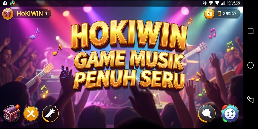 Tampilan gameplay HOKIWIN yang menarik dengan berbagai genre musik.