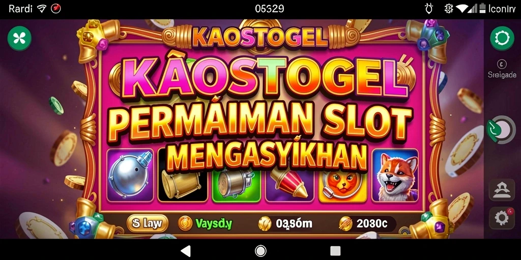 Tampilan gameplay slot KAOSTOGEL yang mendebarkan dan penuh warna.