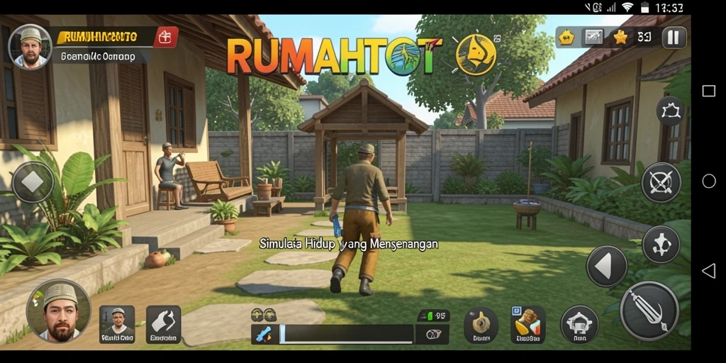 Screenshot utama RUMAHTOTO menampilkan gameplay simulasi yang realistis.